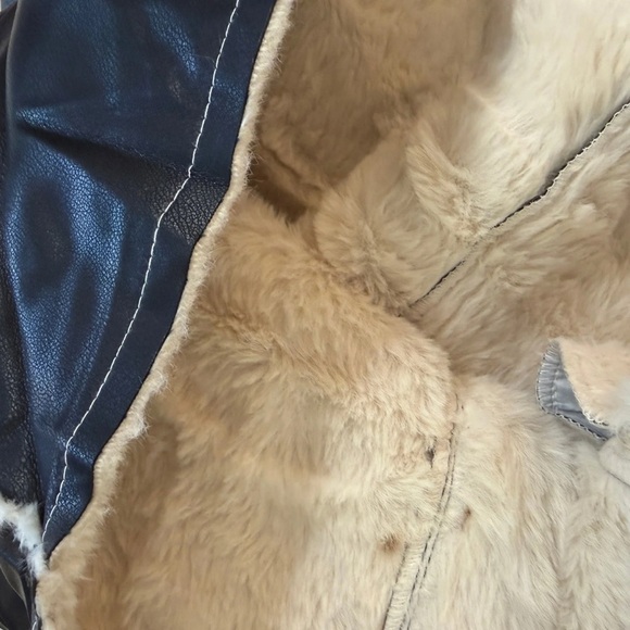 Black Faux Leather White Fur Pennylane Jacket - Picture 6 of 6